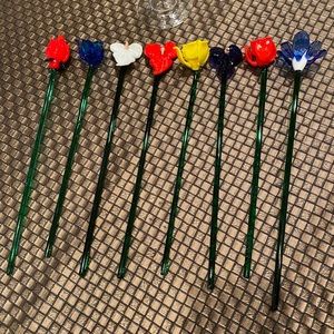 Vintage hand blow glass drink stirrers